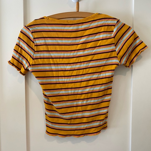 Zara Trufaluc striped crop top yellow pink blue - Picture 2 of 3